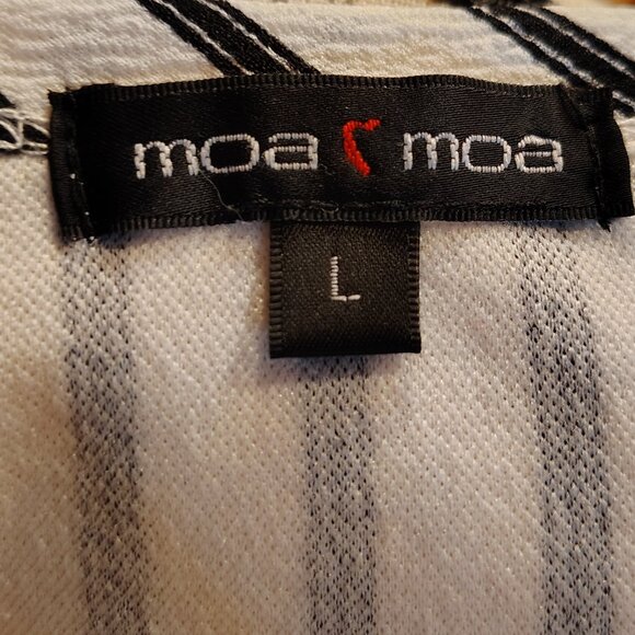 Moa Moa Black & White Vertical Striped Tank Top Size Large - Beach Nautical - Picture 4 of 4